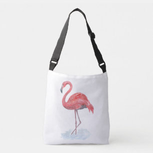 Bolsa Ajustável Flamingo rosa, aquarela.