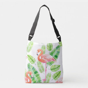 Bolsa Ajustável Flamingos e folhas tropicais