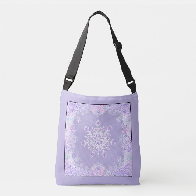 Bolsa Ajustável floco de neve roxo leve e coração brilhando (Frente)