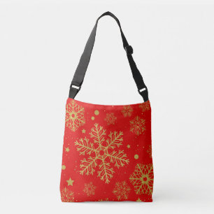 Bolsa Ajustável Flocos de neve ouro em vermelho