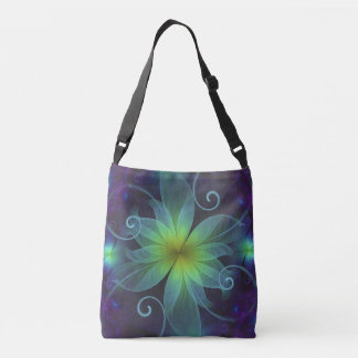 Bolsa Ajustável Flor azul esverdeado bonita do Fractal do lírio do