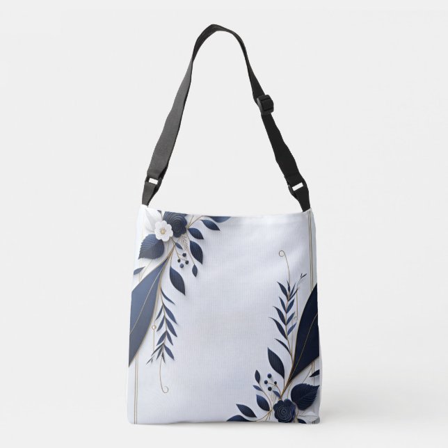 Bolsa Ajustável Flor/Bolsa de Flores Azul e Branco (Verso)