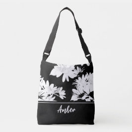 Bolsa Ajustável Flor branco e preto margarida monograma