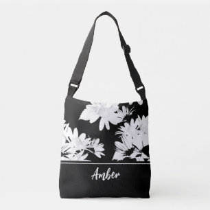 Bolsa Ajustável Flor branco e preto margarida monograma