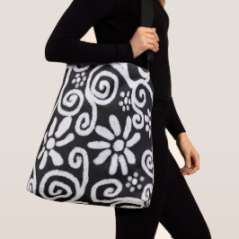 Bolsa Ajustável Flor branco preto e espiral flores