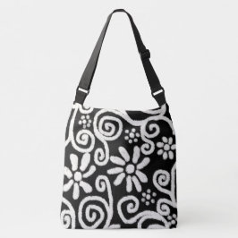 Bolsa Ajustável Flor branco preto e espiral flores