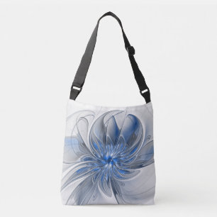 Bolsa Ajustável Flor de Arte Fracionada com Cinza Azul abstrato