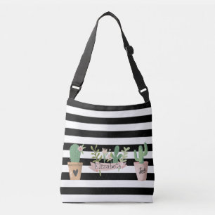 Bolsa Ajustável Flor de Cacto Listras Pretas e Brancas