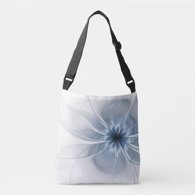 Bolsa Ajustável Flor de fantasia fractal azul macia e tenra (Frente)