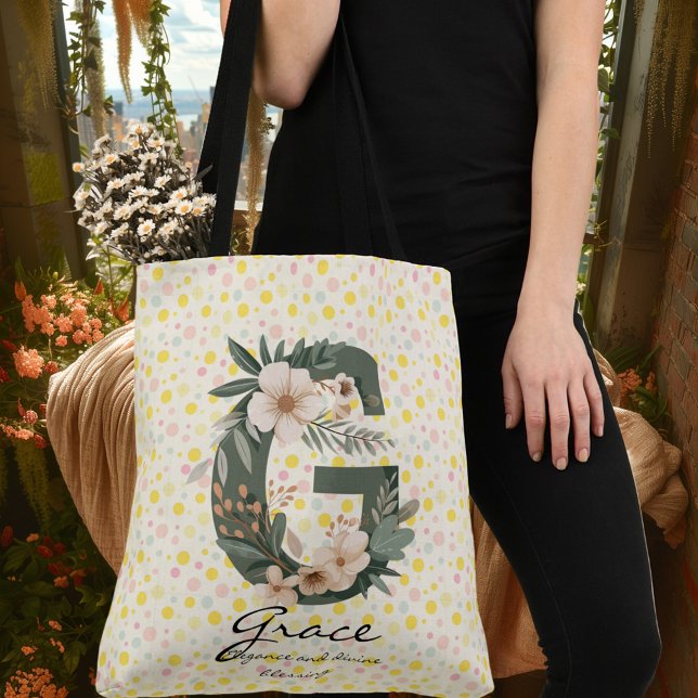 Bolsa Ajustável Flor de Grace Radiante - Monograma Floral Boho (Criador carregado)