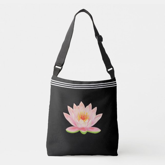 Bolsa Ajustável Flor de Lótus Personalizada em Preto (Frente)