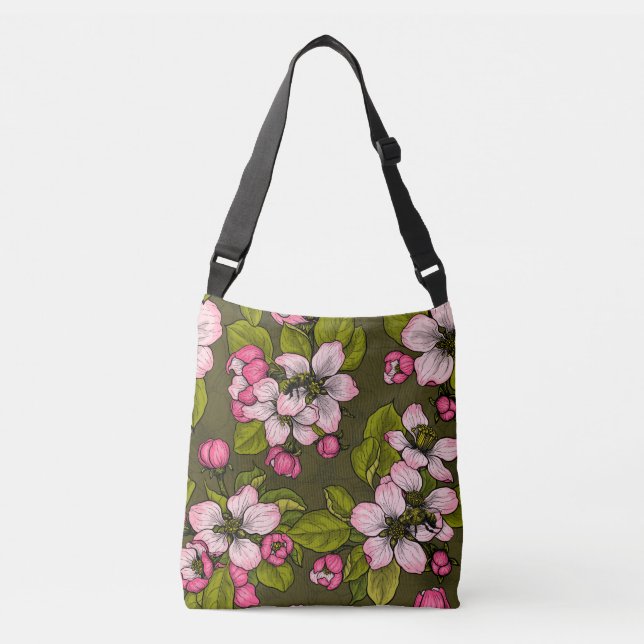 Bolsa Ajustável Flor de maçã em verde-escuro (Frente)