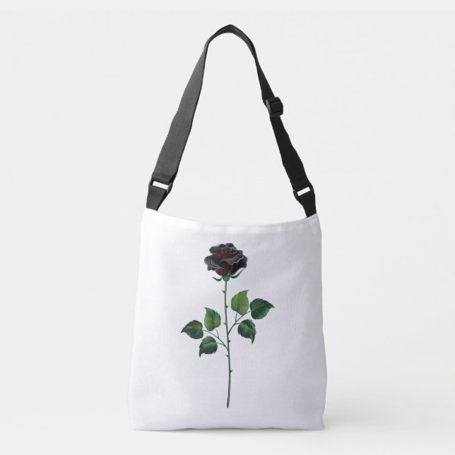 Bolsa Ajustável Flor de rosa preta (Frente)