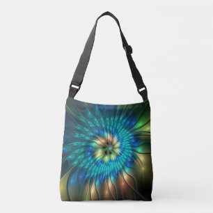 Bolsa Ajustável Flor Fantasia Luminosa, Fractal Abstrato Colorido