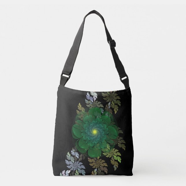 Bolsa Ajustável Flor Fractal Verde  (Frente)