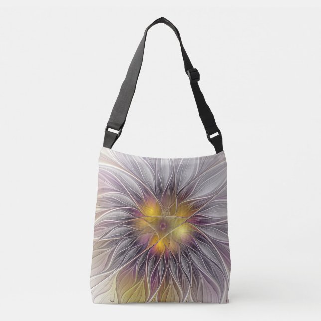 Bolsa Ajustável Flor Luminosa Colorida, Fractal Moderna Abstrata (Frente)