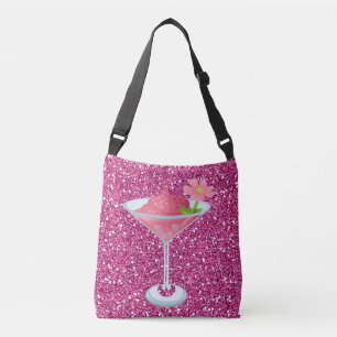Bolsa Ajustável Flor Rosa Coquetel Faux Glitter