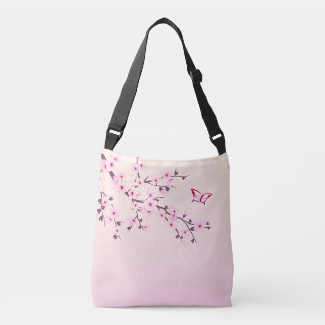 Bolsa Ajustável Floral Cherry Blossoms Rosa Girly (Frente)
