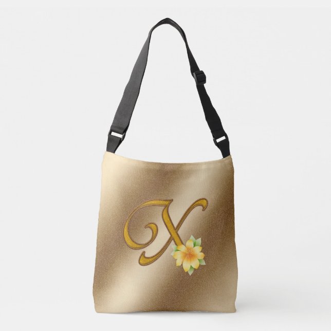 Bolsa Ajustável Floral Dourado Elegante X (Frente)