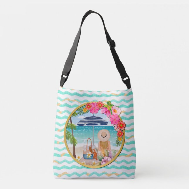 Bolsa Ajustável Floral Personalizado com Círculo Dourado em Fundo  (Verso)