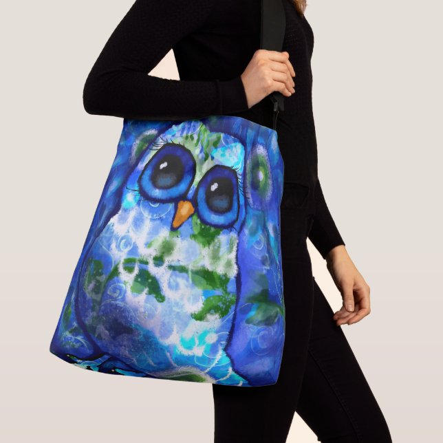 Bolsa Ajustável Floral Verde Azul-Abstrato (Close Up)