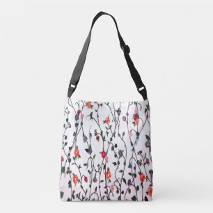 Bolsa Ajustável Floral Vines Coral Pink Blue Feminine