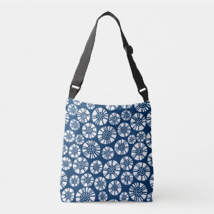 Bolsa Ajustável Flores Abstratas 031023 - Branco sobre Azul Shibor