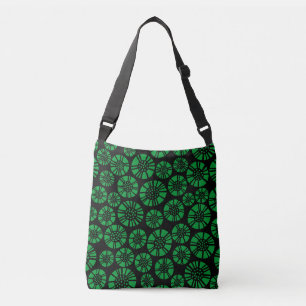 Bolsa Ajustável Flores Abstratas 031023 - Verde Grama sobre Preto