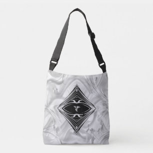 Bolsa Ajustável Flores Abstrato prateadas na seda e na arte