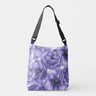 Bolsa Ajustável Flores anêmonas violetas padrão aquarela