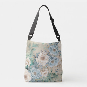 Bolsa Ajustável Flores Aquáticas em Azul Turquesa no Estilo Shabby