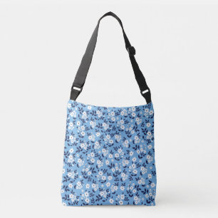 Bolsa Ajustável Flores Azuis, Brancas: Vintage