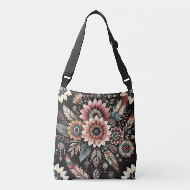 Bolsa Ajustável Flores Boho Noturnas (Frente)