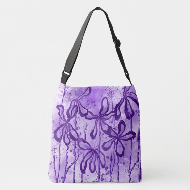 Bolsa Ajustável Flores com abstrato púrpura (Verso)