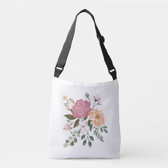 Bolsa Ajustável Flores de aquarela (Frente)