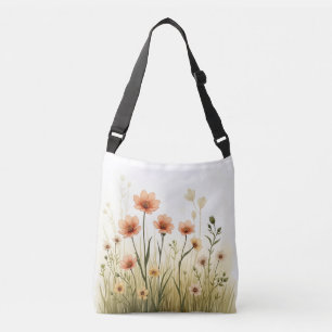Bolsa Ajustável Flores de Aquarela Saco de Corpo Cruzado