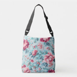 Bolsa Ajustável Flores de Clarete Rosa Sofisticadas e Folhas Azure