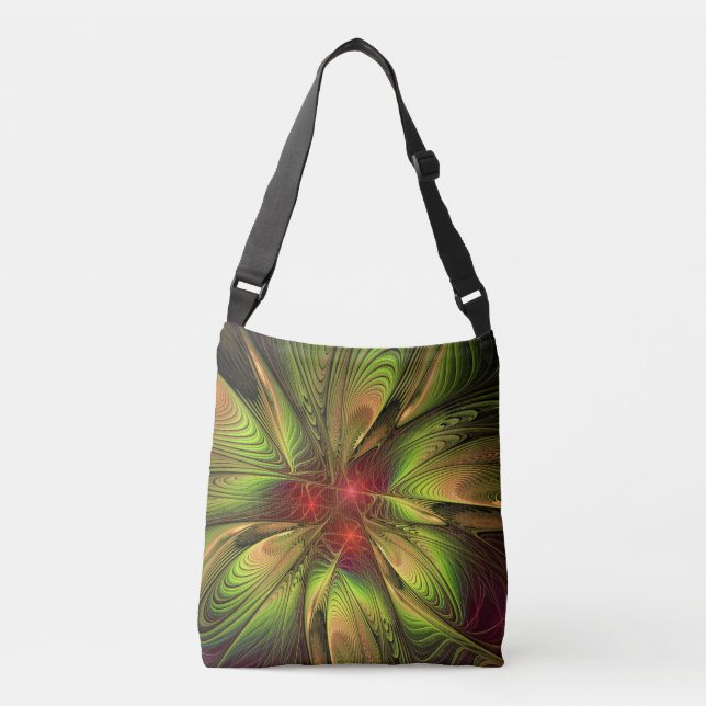 Bolsa Ajustável Flores de fantasia fractal suaves e tenra (Frente)