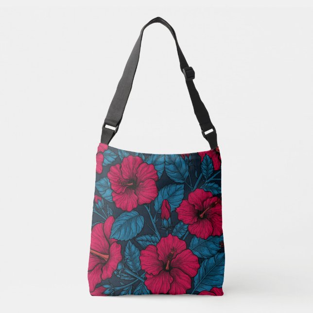 Bolsa Ajustável Flores de hibisco vermelhas (Frente)