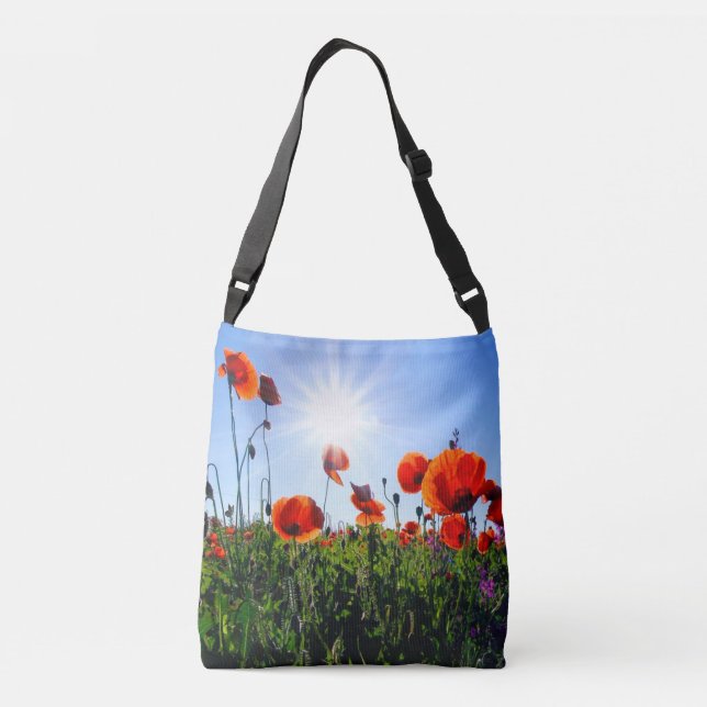 Bolsa Ajustável Flores de Papagaios Vermelhos Selvagens (Verso)