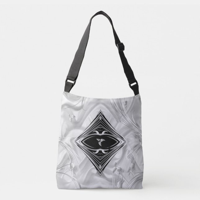 Bolsa Ajustável Flores de prata ou Abstrato Douradas em - Seda e A (Frente)