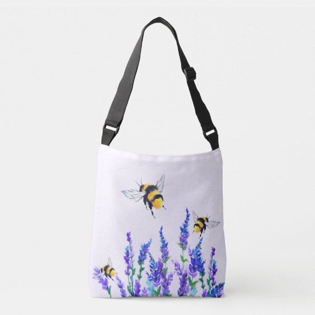 Bolsa Ajustável Flores de primavera e Abelhas Flores - Desenho (Frente)
