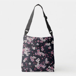 Bolsa Ajustável Flores de Sakura Rosa Negra, Design de padrão,