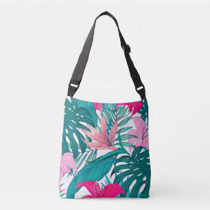 Bolsa Ajustável Flores e Folhas de Hibiscos Tropicais Elegantes