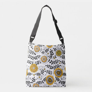 Bolsa Ajustável Flores e folhas de rabo em amarelo e preto