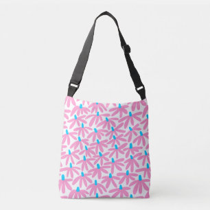 Bolsa Ajustável Flores Estilizadas - Rosa, Azul-Céu e Branco