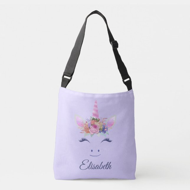 Bolsa Ajustável Flores Fabulosas de Unicórnio Fofo Face 2 (Frente)