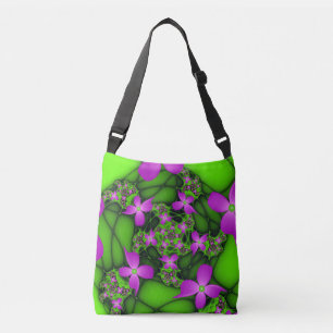 Bolsa Ajustável Flores Fractais Verdes Rosa-Rosa-Abstrato modernas