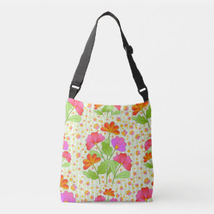 Bolsa Ajustável Flores grandes de cor Pop cor rosa e laranja verde