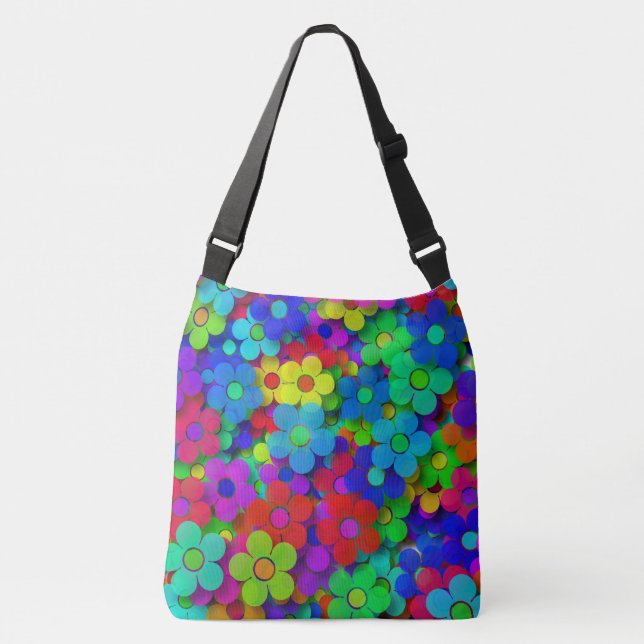 Bolsa Ajustável Flores Groovy do arco-íris (Frente)